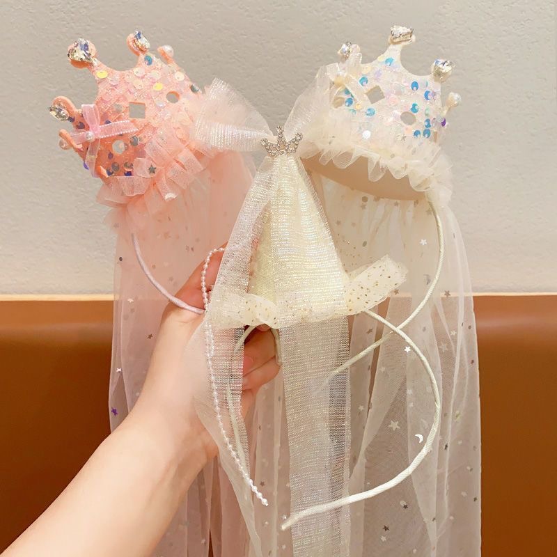 Princess Crown Veil Headbands  - Glitter Tablecloth 评论和价格