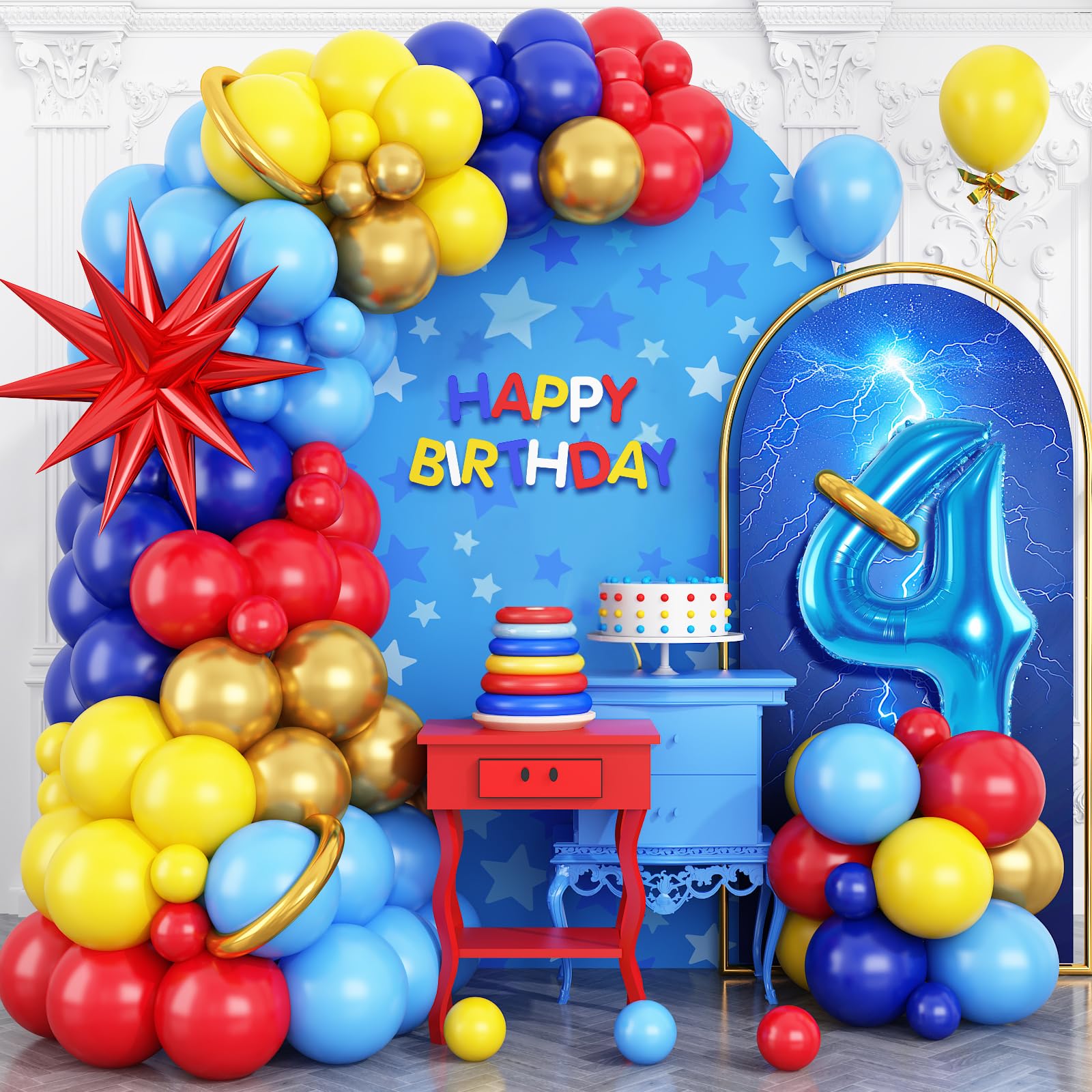 Red, Yellow and Blue Latex Bal - Balloon Arch Kit 评论和价格