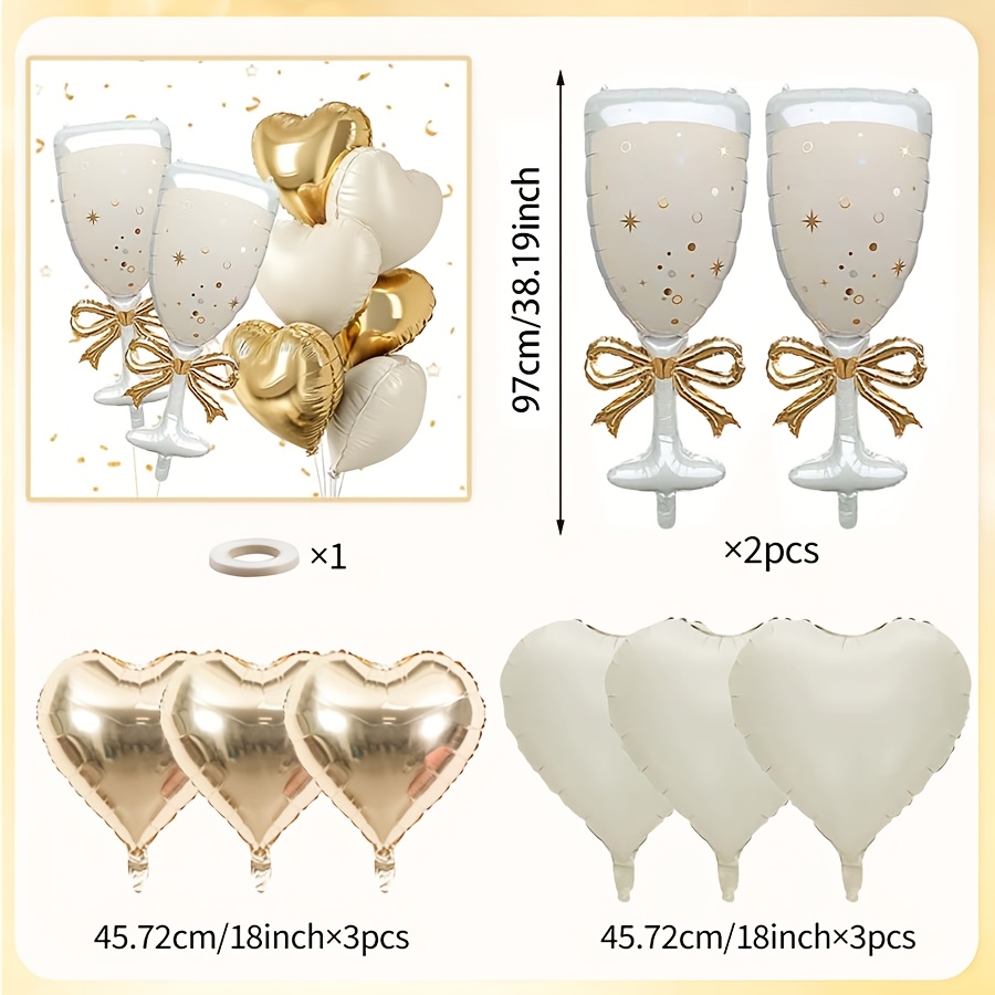 9pcs Champagne Wine Glass Them - Balloon Pump Hand 评论和价格