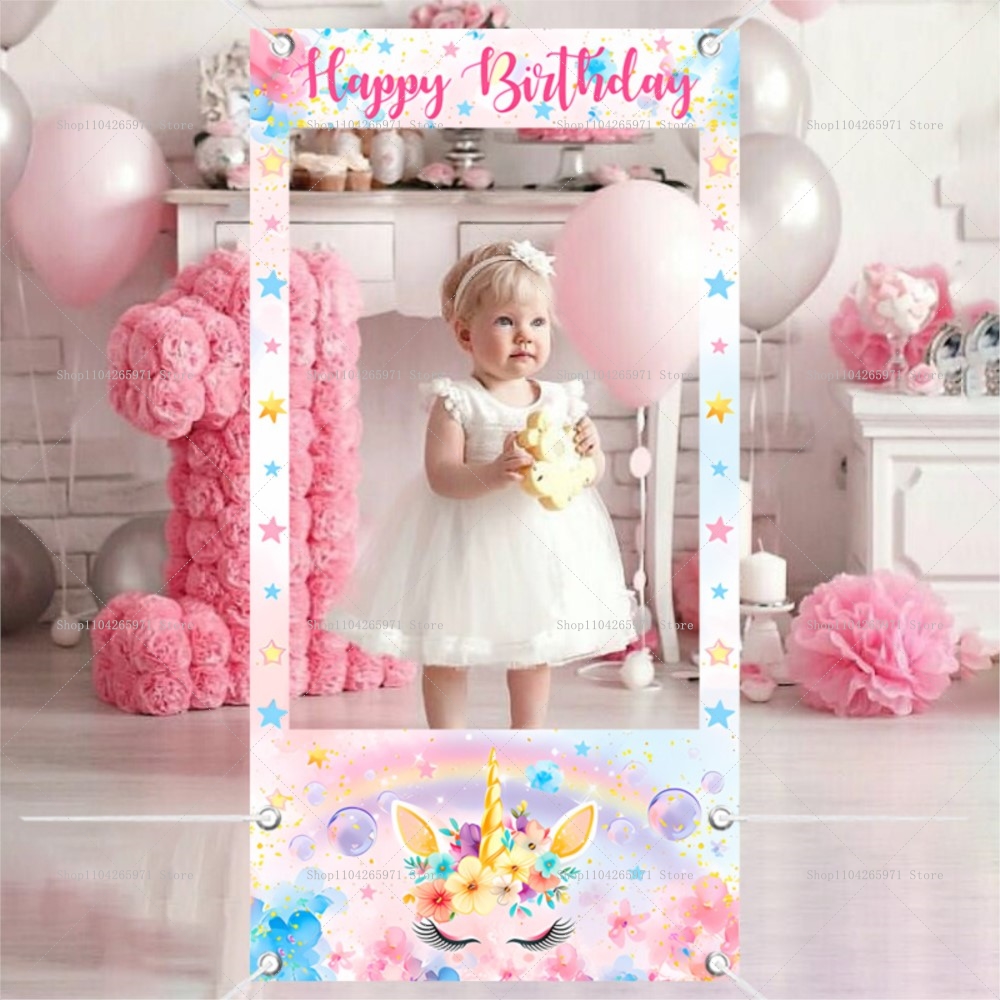 Unicorn Theme Photo Booth Fram - Photo Booth Frame 评论和价格