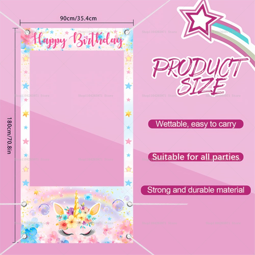 Unicorn Theme Photo Booth Fram - Photo Booth Frame 评论和价格