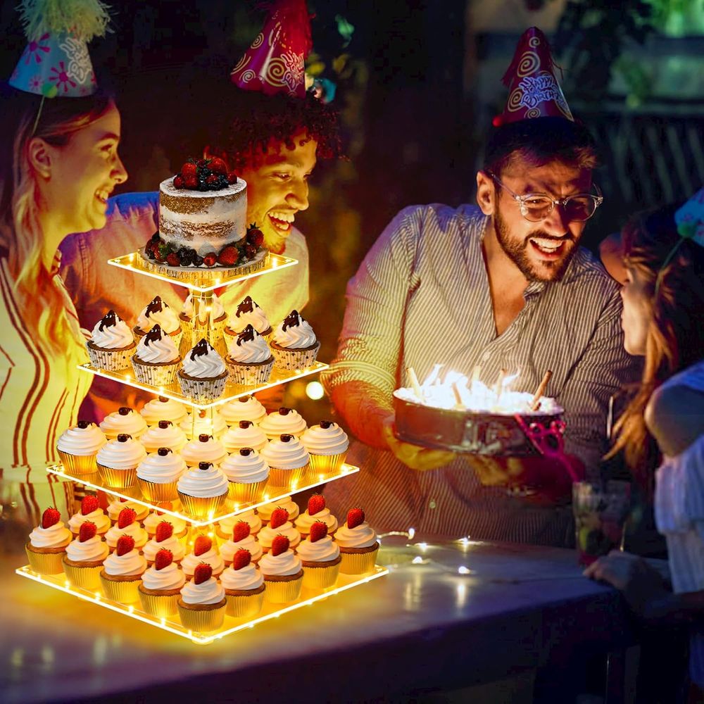 Cupcake Stand with Yellow LED  - Cupcake Stand Tier 评论和价格