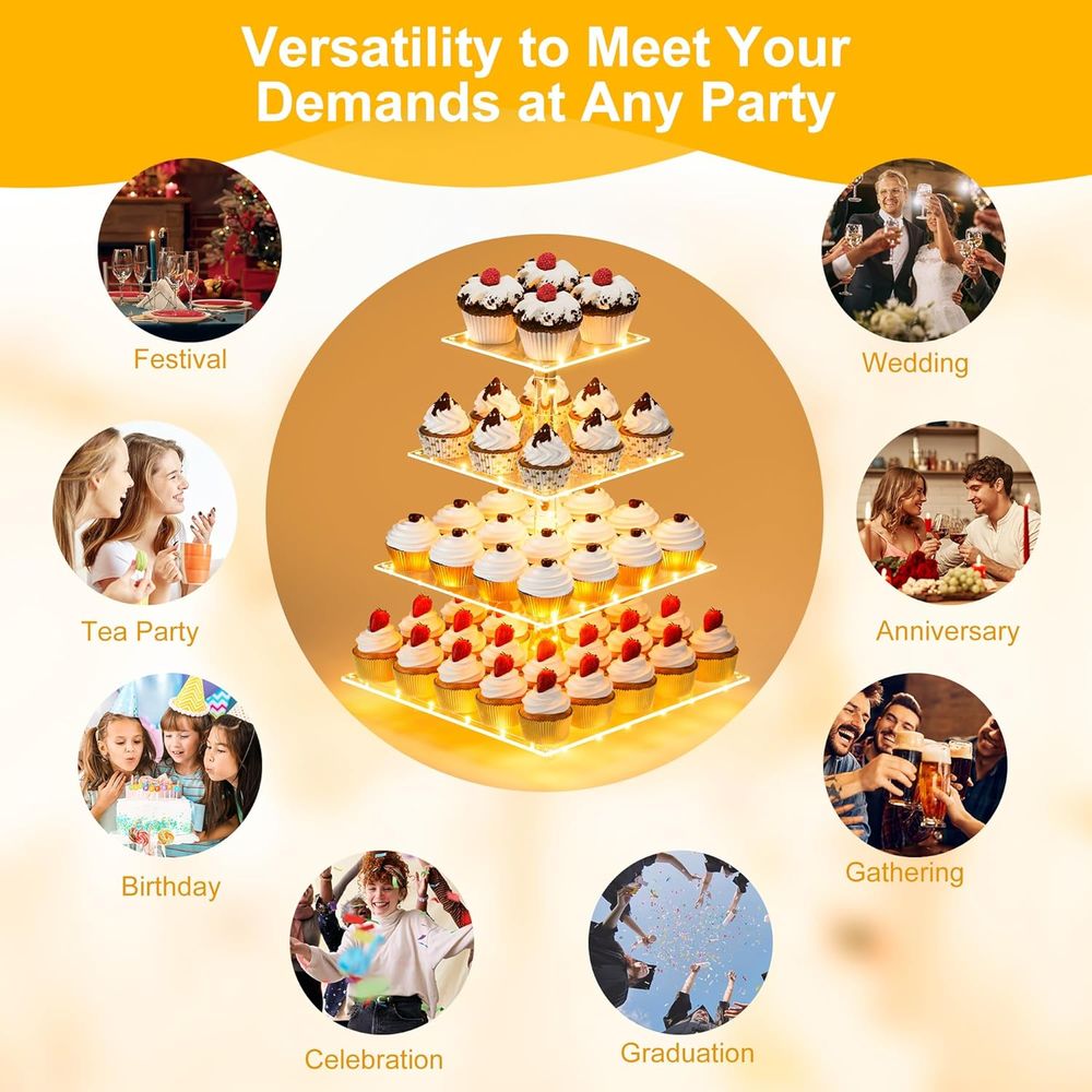 Cupcake Stand with Yellow LED  - Cupcake Stand Tier 评论和价格