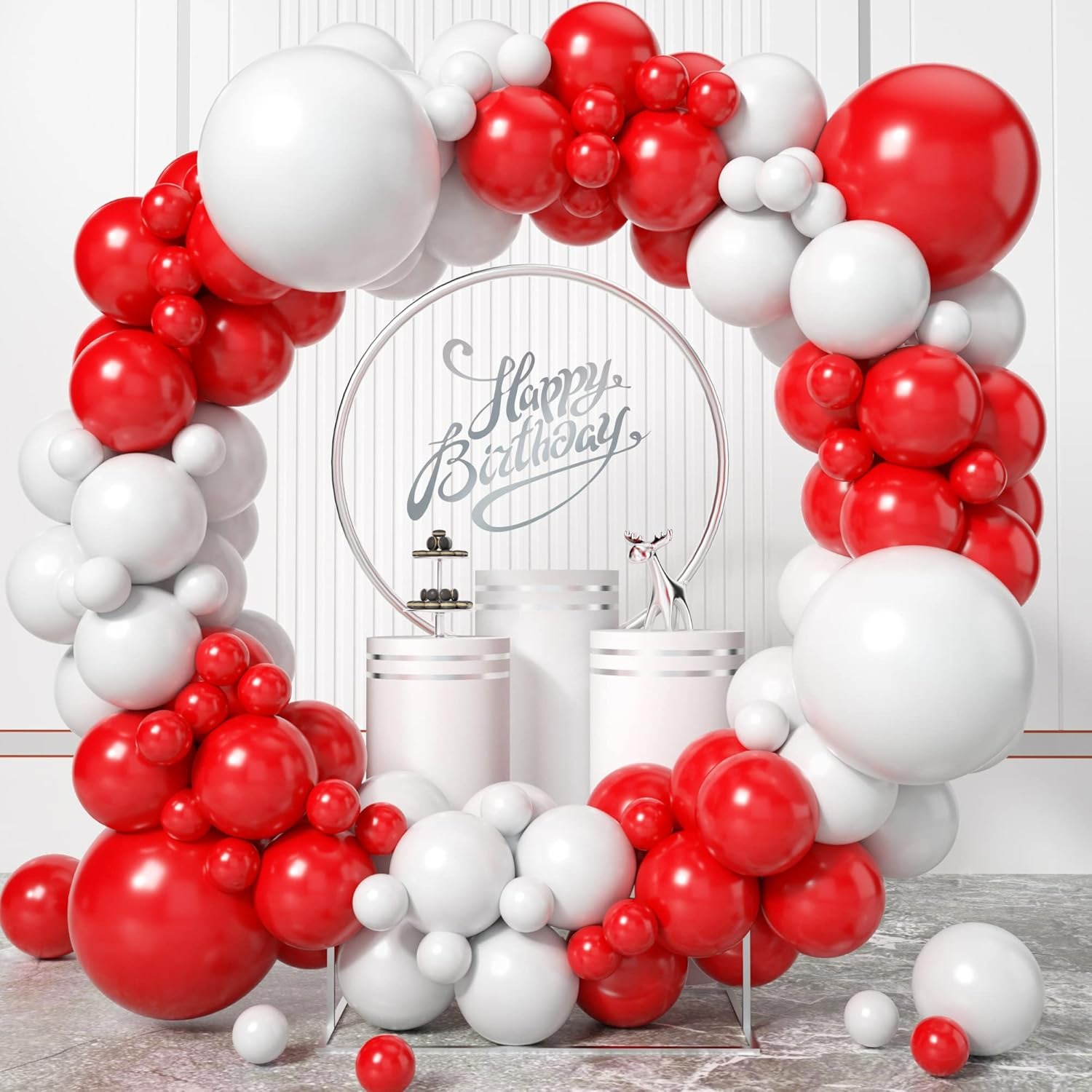 100Pcs Red and White Balloon G - Balloon Arch Kit 评论和价格