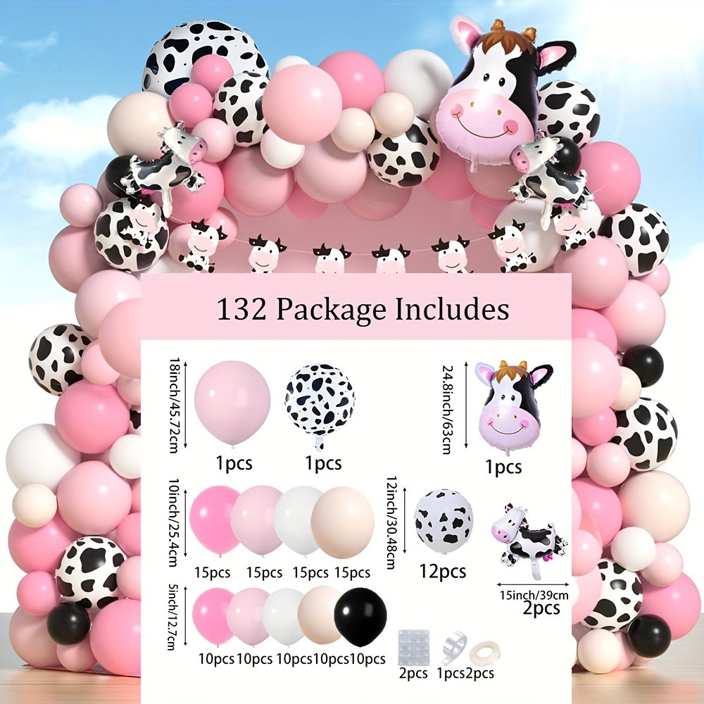 132PCS Cow Balloon Wreath Arch - Balloon Arch Kit 评论和价格